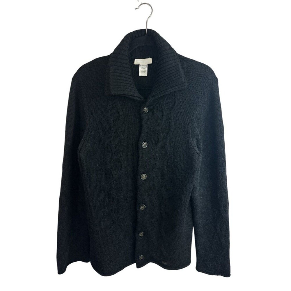 Vtg Diesel Mohair Alpaca Blend Cable Knit Cardigan Sweater Mens L Tunisia Y2K